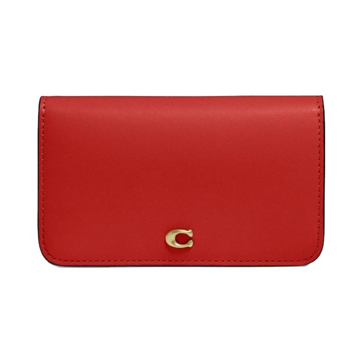 New COACH Card Case Leather Card Holder Women's Red C5358-B4TFN