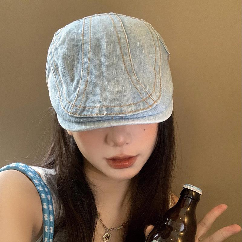 Denim Fashionable Washable Beret Hat In Various Color For Spring And Wear Summer