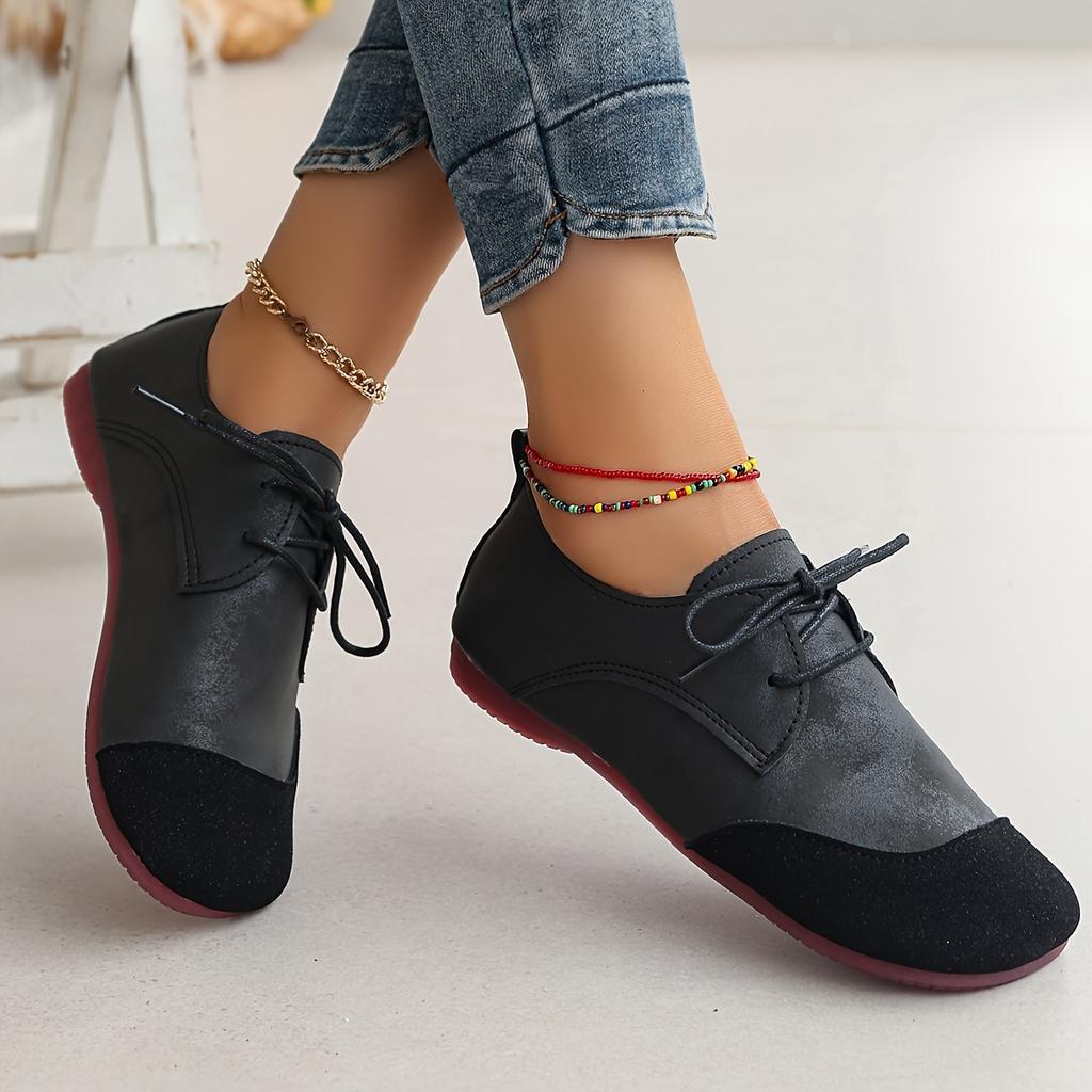Lace-Up Boken Shoes for Women 2025 New Spring/Fall Flats Retro Soft Leather Loafers with Slip-On Design