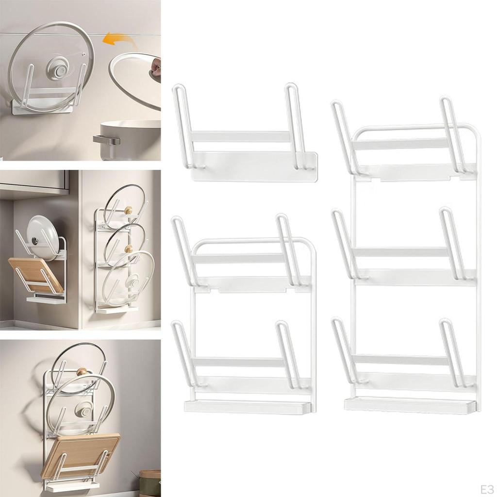 Glass or Metal Pan Cover Holder Carbon Steel Pot Lid Storage Rack for