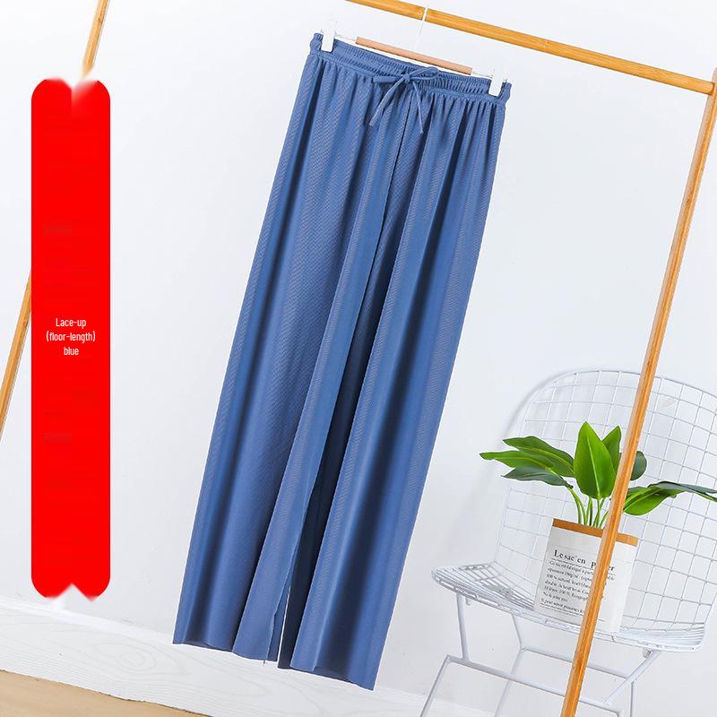 Ice Silk Women's Summer High-Waist Slimming Wide-Leg Pants