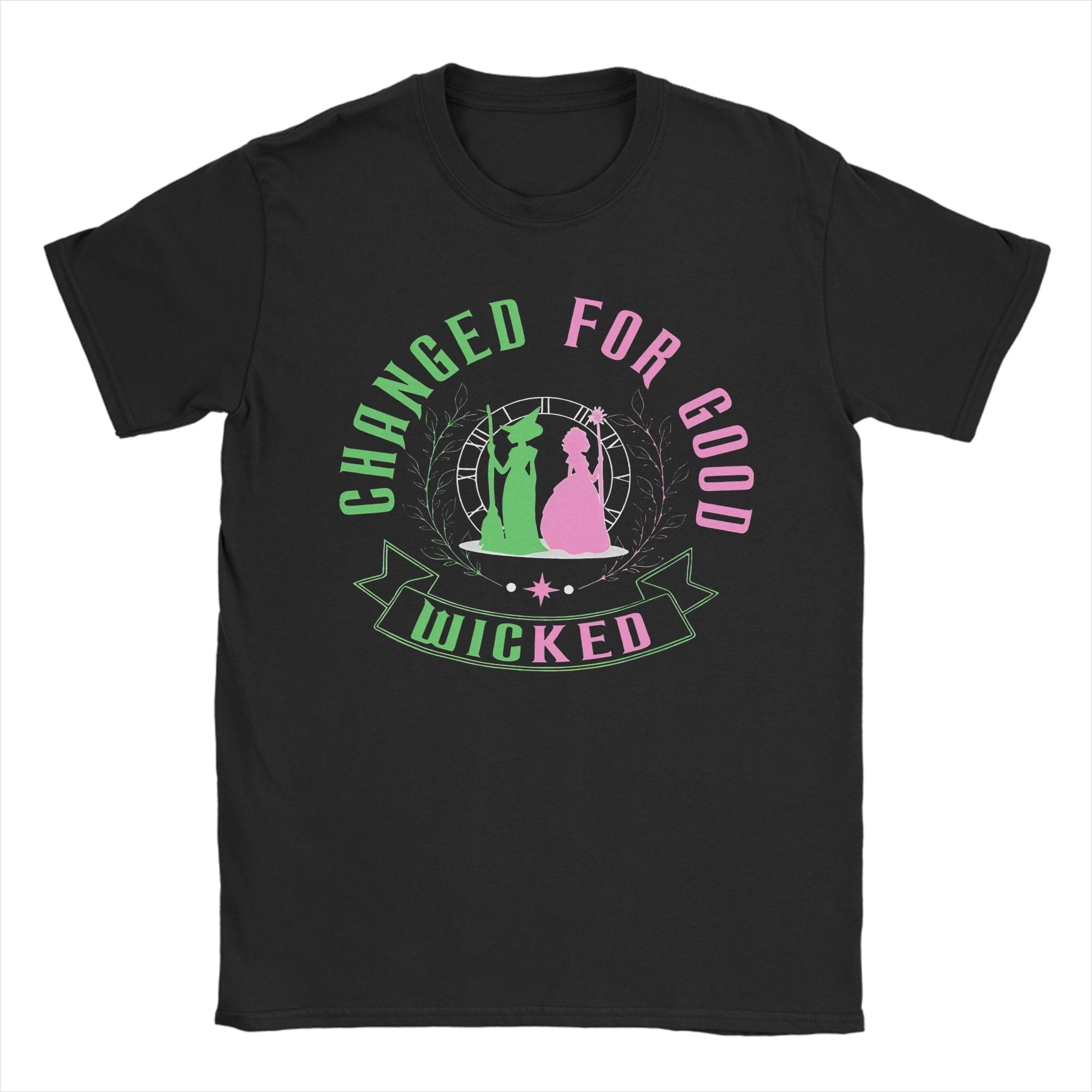 Changed For Good Wicked Graphic Elphaba and Glinda Printed T Shirts for Men Women Pure Cotton Tee Shirt Clothes S