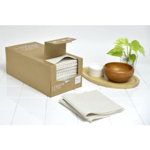 Strix Design Disposable Antibacterial Counter Cloths, Box of 100 (Pack of 2 x 50), Approx. 31 x 60 cm, Beige, Table Dusters, Dishcloths, Non-Woven Fab