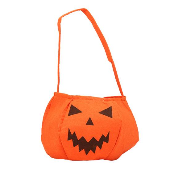 Xiaobudian Halloween Pumpkin Candy Bag for Kids, Small Trick or Treat Bucket, Soft Face Basket with Handle Party Decoration