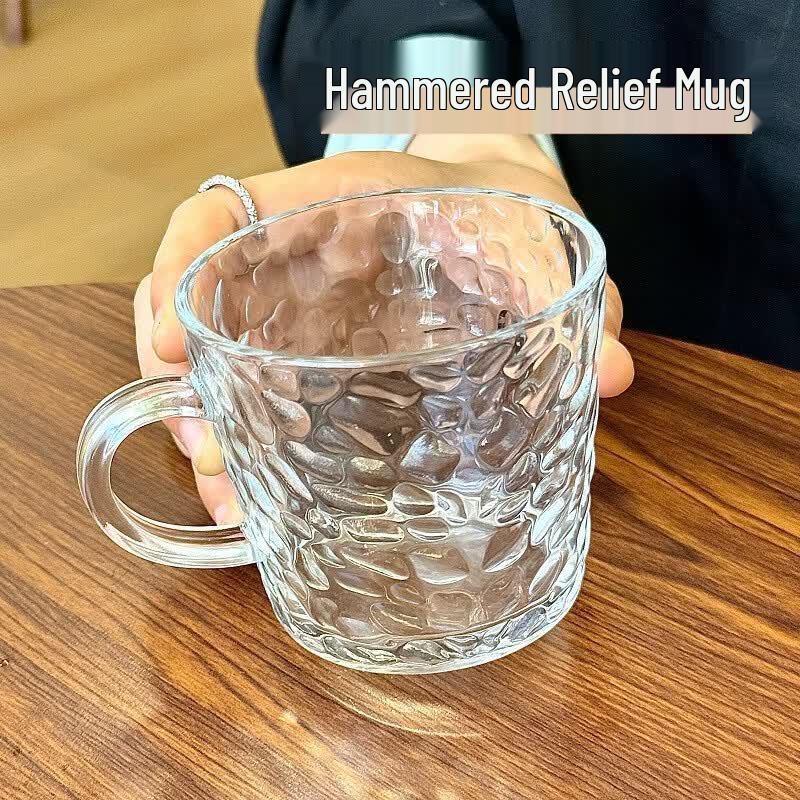 TIBORANG Embossed Heat-Resistant Glass Mugs 250ml (10-pack)