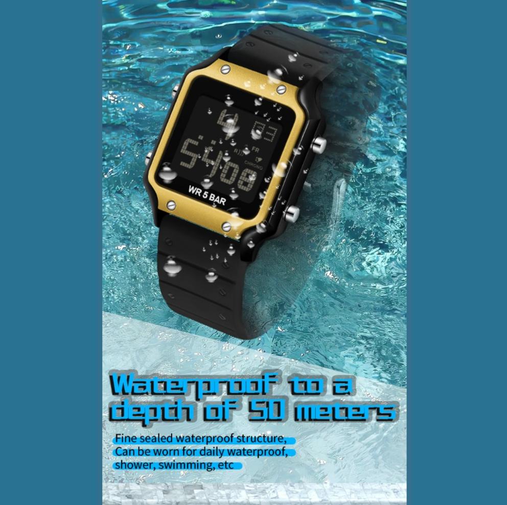 SANDA Electronic Watch Multifunctional Waterproof Sports Electronic Watch Fashion Trend Silicone Band Electronic Watch