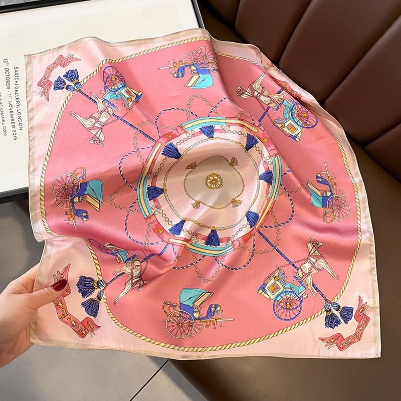 Wind Chain Silk Scarf Foreign Style Fashionable Square Printed Age-reducing Multifunctional Mulberry