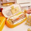 Cartoon Furry Shrimp Pencil Case Large Compartment Plush Pencil Pouches Zippered Closure For Offices School Travel Use