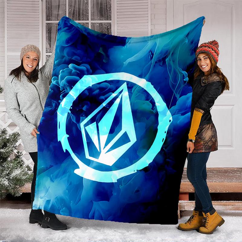 V-VOLCOM LOGO4 printed throw blanket—lightweight,soft,warm;versatile blanket for all seasons—perfect as &air-conditioning throw,nap blanket