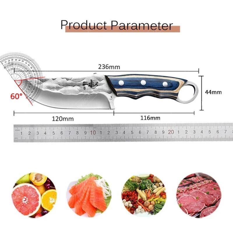 Professional Kitchen Meat Cleaver Knives Hand Forged Butcher Utility Knives Stainless Steel Boning Knife Chef Slicing Fruit