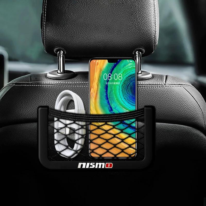 New Car Net Bag Phone Holder Organizer Car Seat Side Back Storage Bag For Nismo Nissan Teana Skyline Juke X-trail Almera Qashqai