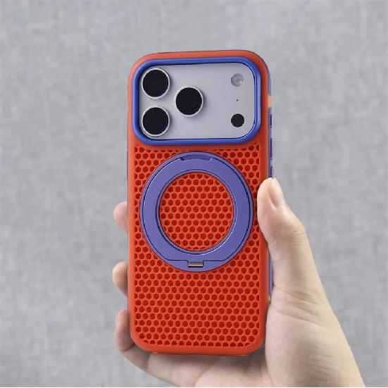 Dissipation Heat Rotatable Holder Magnetic Bumper Case For iPhone 18 17 Pro Max 16 15 14 13 For Magsafe Hit Color Cover Shell