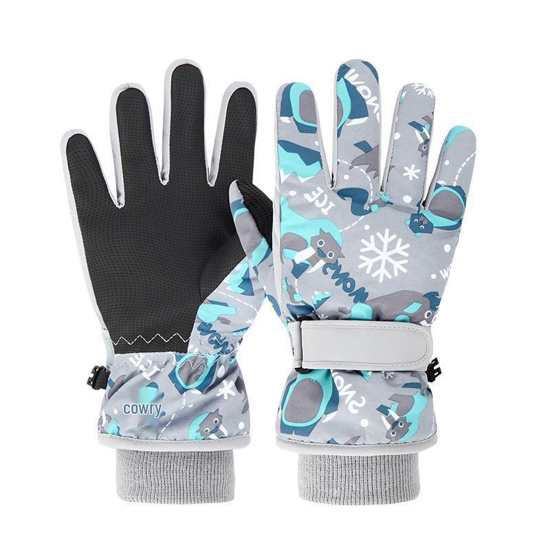 Kinder Winter Skihandschuhe: Warme, Verdickte, Cartoon-Design, Fünffingerhandschuhe für Jungen und Mädchen.