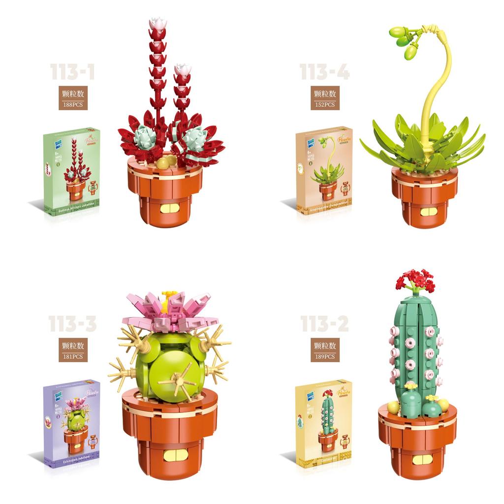 Exquisite Diy Mini Brick Plant Pot Model Kit Fun Plastic Building Blocks Toy