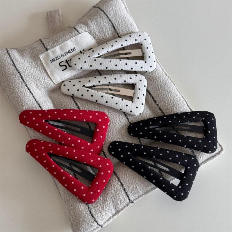 Traditional Korean Style Metallic Dotted Pattern Triangular Hair Accessories for Women Girls Barrettes