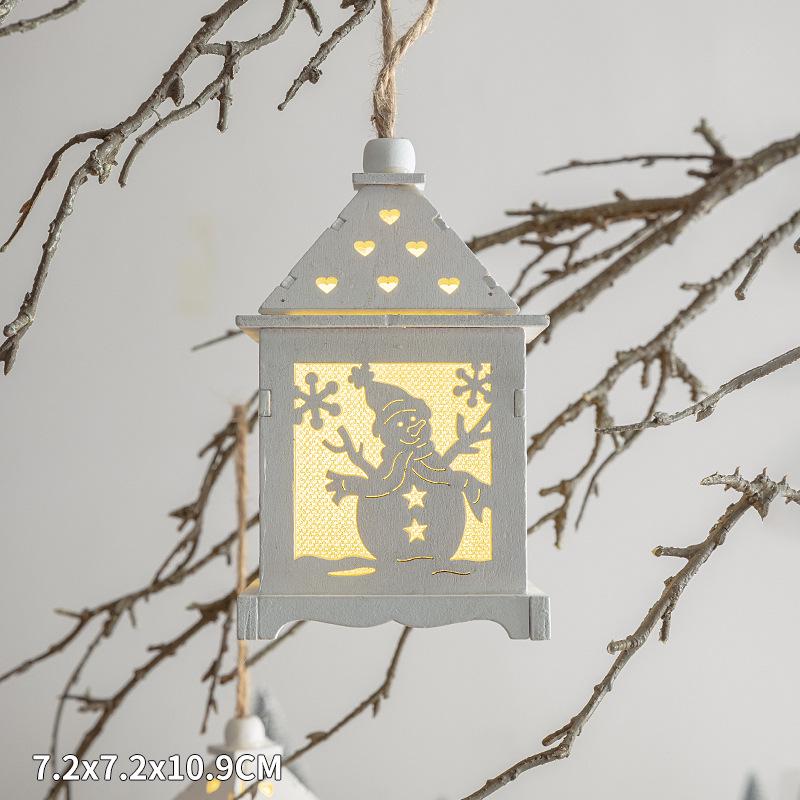 Festive Luminous Wooden House Ornament for Christmas Tree and Fireplace Decor