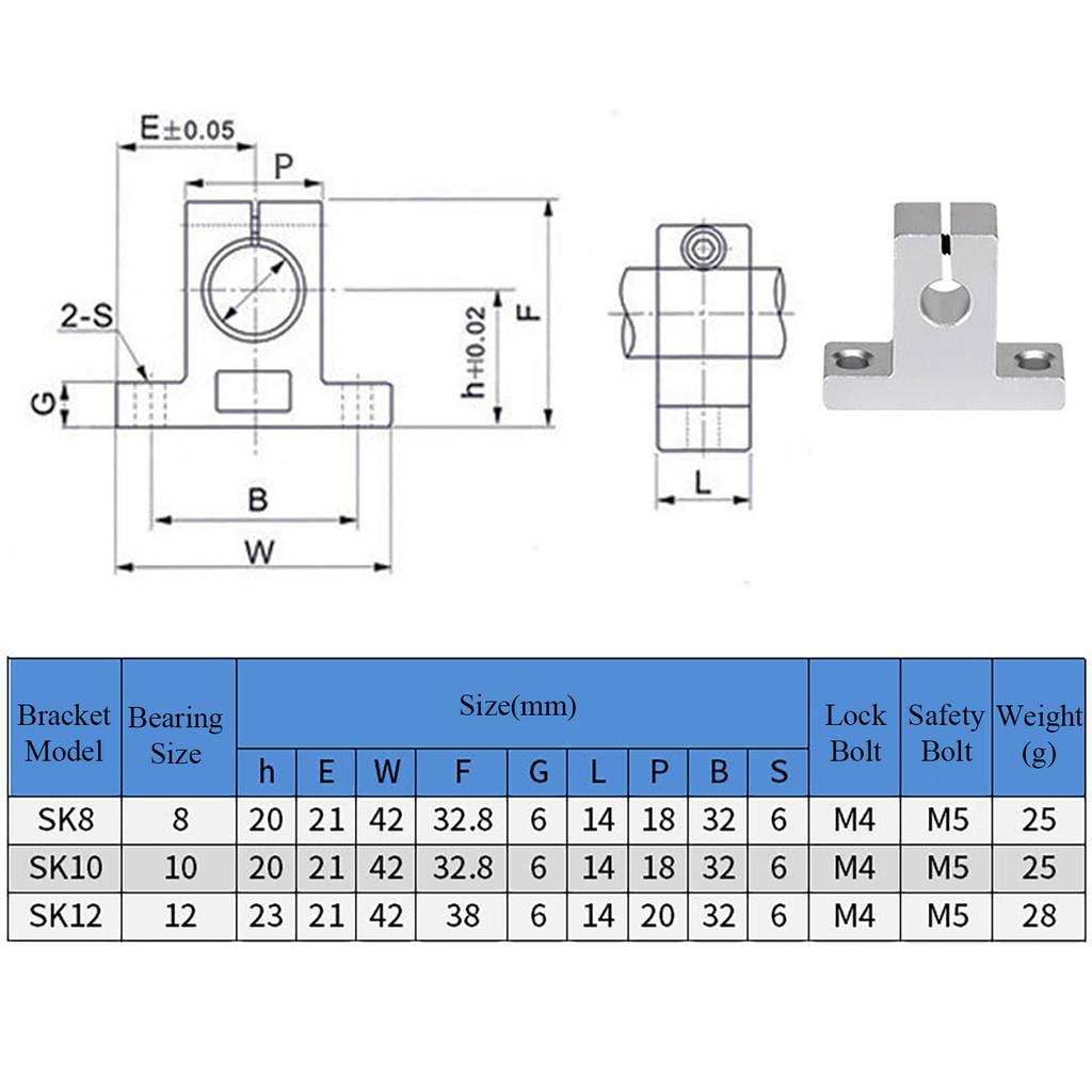 1Pc SK8 SK10 SK12 Aluminum Alloy Linear Shaft Support Holder Stable Straight Rod Fixed Guide Bracket DIY Mechanical Assembly Replacement Accessories