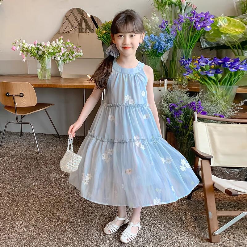 Anneyol Girls' Summer Spaghetti Strap Princess Dress