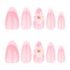 24 Pieces Simple French White 3D Flower Wear Nail Almond Nail Press On Nail Art Finished Product Wholesale