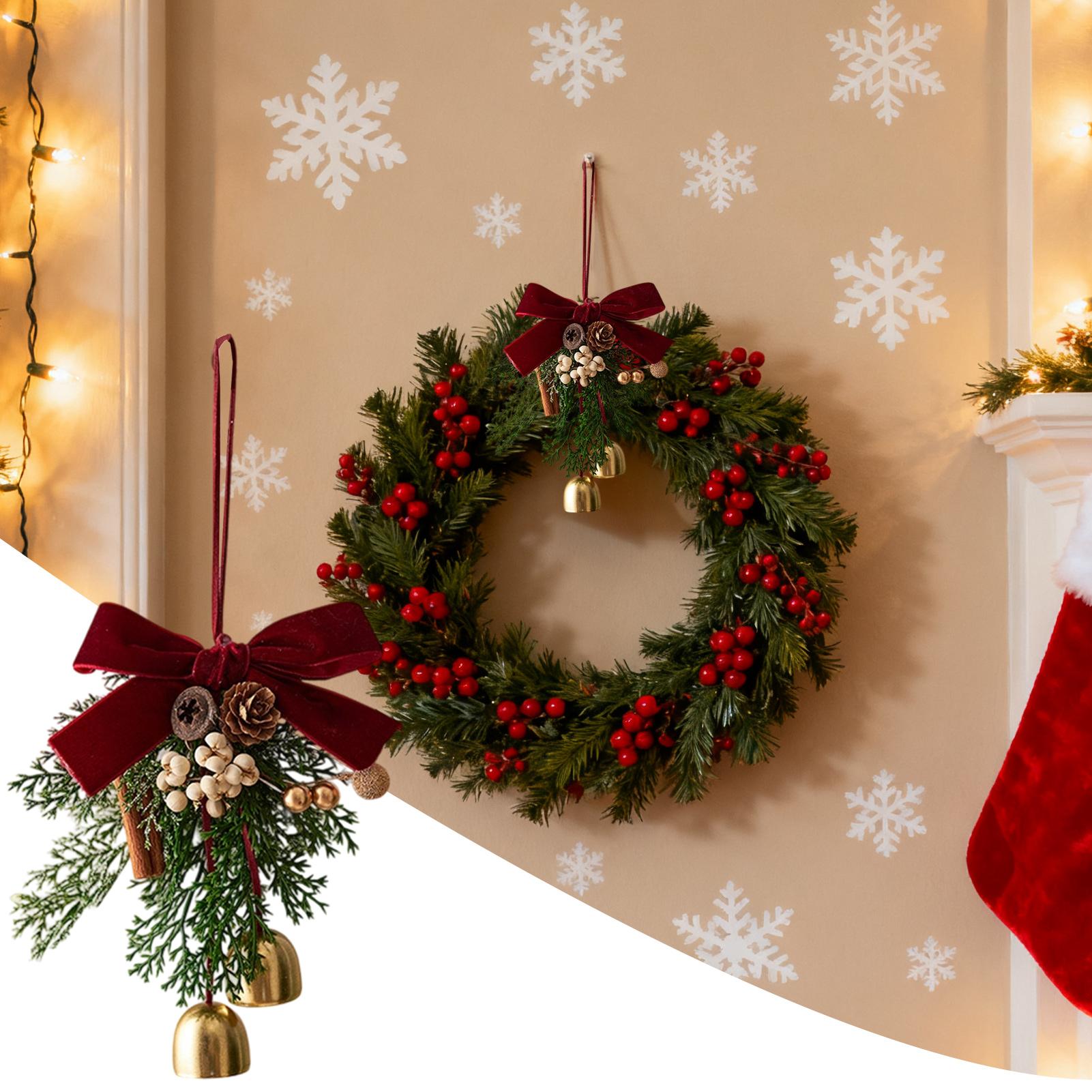 

Christmas Jingle Bells Door Hanger Ornament Velvet Bow Pine Cone Bell Pendants for Christmas Decoration Christmas Gift Noel bell pendant