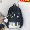Piano Keyboard Print Messenger Bag With Musical Note Decor Versatile Crossbody Backpack Students Lightweight Durable Zipper Bag