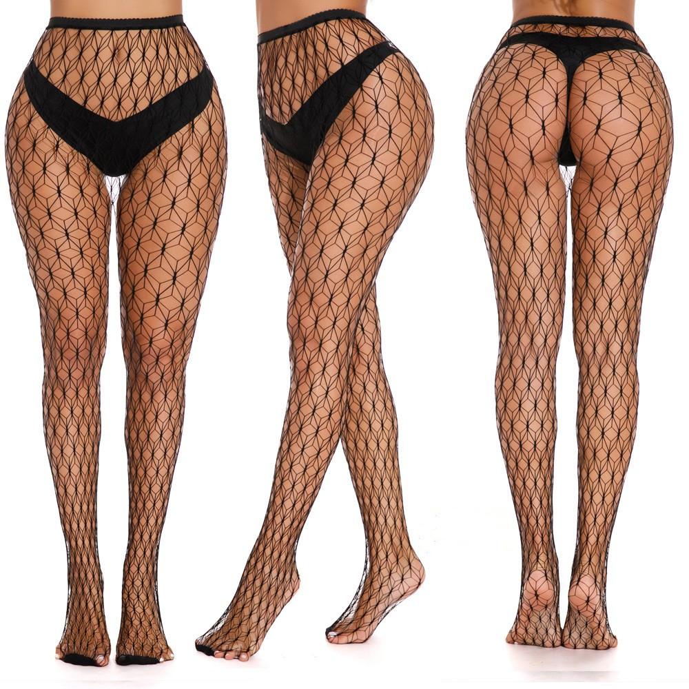 Sexy Hohe Elastizität Schwarze Ausgeschnittene Spitze Fischgrätmuster Strumpfhose Für Damen Weiches Nylon Einfarbige Süße Strumpfhose Zehenverstärkung