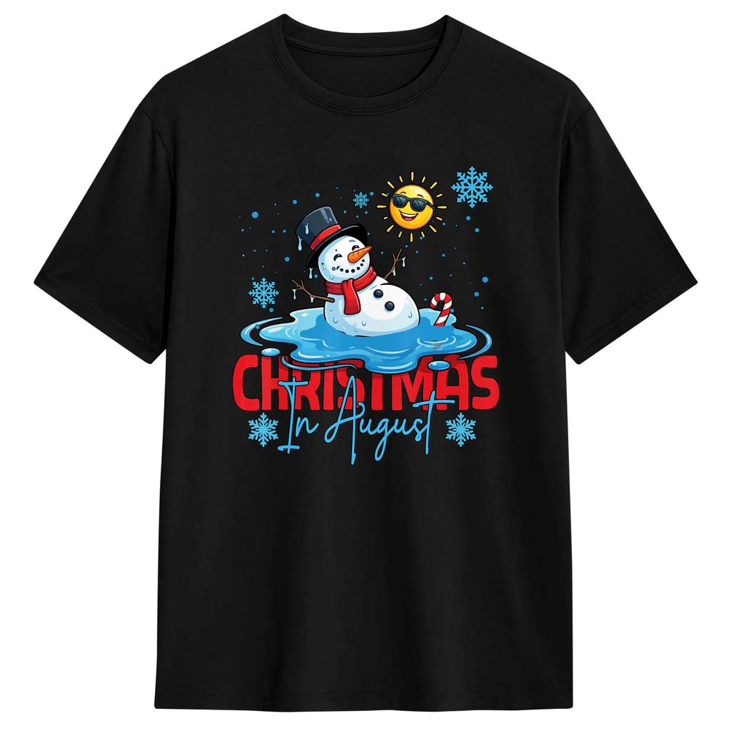 Im Fine Everything Is Fine Melting Snow Christmas In July T Shirt 100% Cotton Funny T-Shirt Round Neck Tees