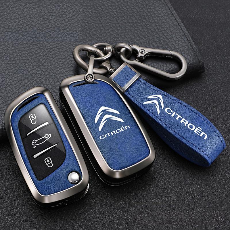 Zinc Alloy Leather Key Case Cover Protector Shell For Citroen C1 C2 C4 C5 C3 C4L C8 Berlingo Xsara Picasso C-ELYSEE JUMPY NEMO