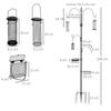 Steel bird feeder station, freestanding bird feeder 208H cm with 4 hooks, black