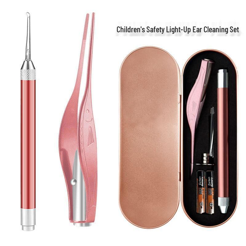 Set Cucchiaio Auricolare Luminoso Ricaricabile per Bambini: Curecchie e Clip Nasale con Luce