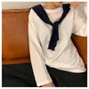 White Base Shirt for Autumn New Korean Style Women's Clothing Stylish Interior Solid Color Student Long Sleeved T-shirt Trendy