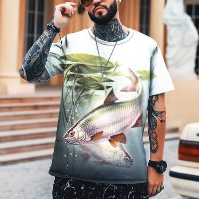 Chaqueta de Pesca para Hombre Impresa en 3D para Exteriores Esencial para Pesca Casual al Aire Libre Manga Corta Extra Grande