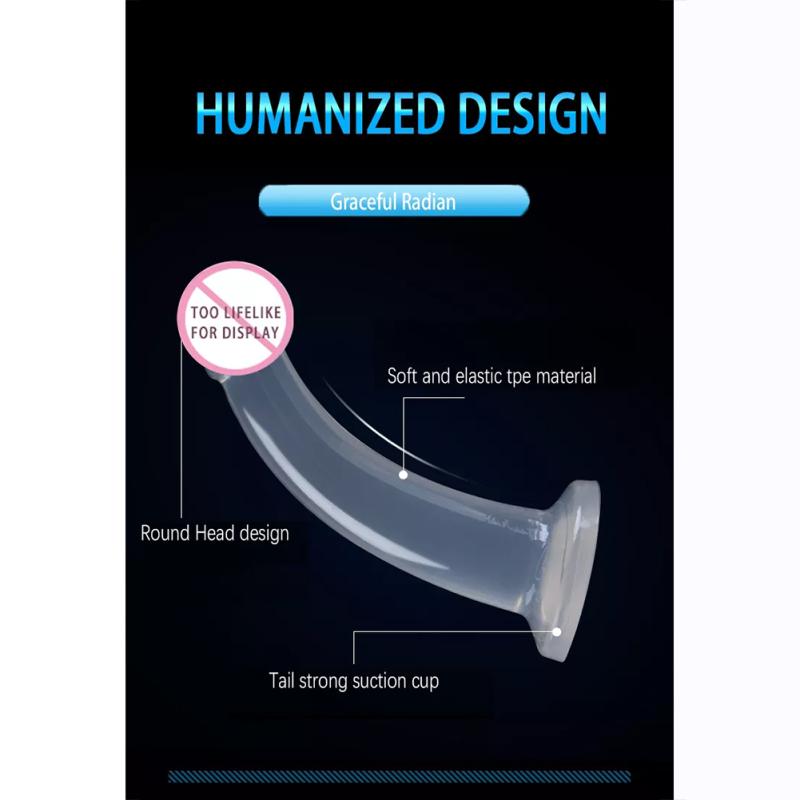 Woman Realistic Tpe Transparent Dildos  Penis Soft Artificial Strong Suction Cup Female Masturbation