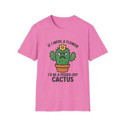 Unisex Softstyle T-Shirt Mens Womens Tees Top Angry Cactus Funny Flower Quote Cartoon Humor Tee