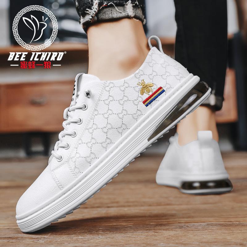 New breathable and versatile leather men's shoes trendy casual board shoes soft leather black fashion summer