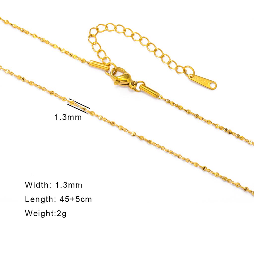 EUEAVAN 2MM Link Chain Basic Necklace For Woman Men Stainless Steel Trendy All-match Adjustable Chain DIY Jewelry Accessories