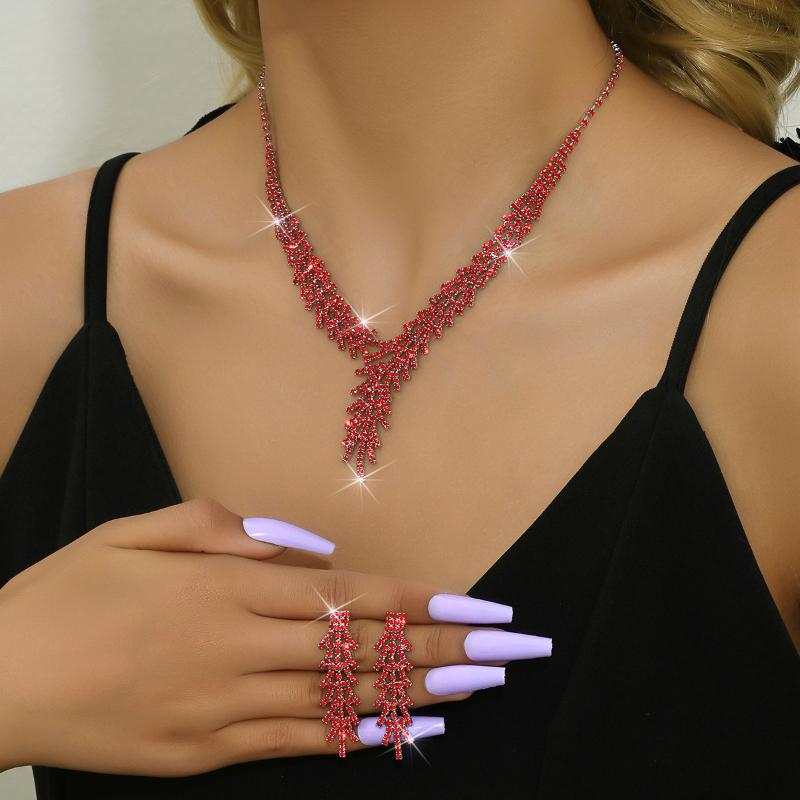 

GemChic Женские новые винтажные сверкающие ожерелье-серьги в виде когтей со стразами на ключицах, комплект из двух предметов, подарок на день рождения, Рождество