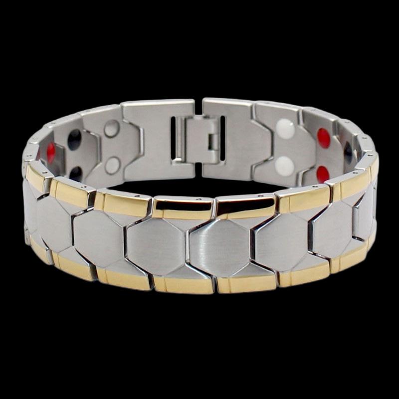 Xinqiao Men's Square Bracelet with Germanium Stone and Magnetic Elements