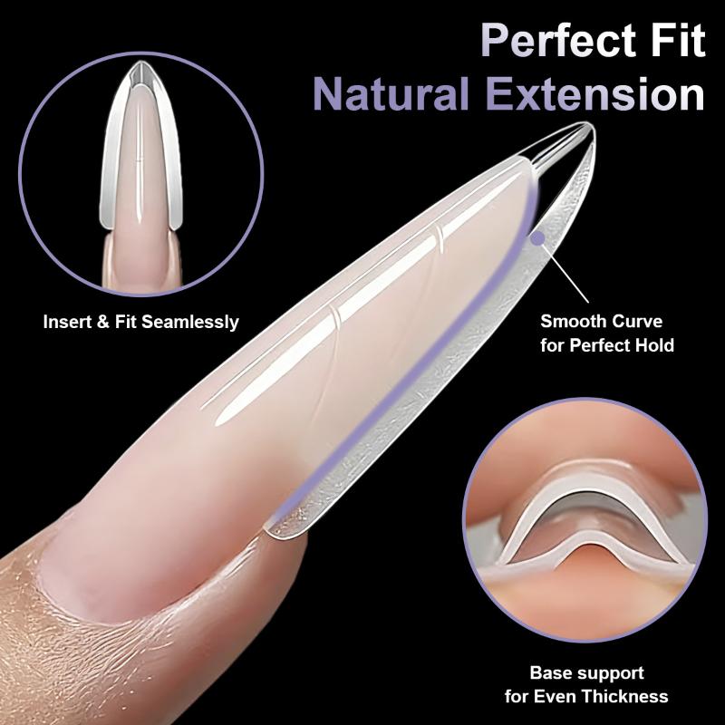 240Pcs Clear Dual Forms Nail Mold Sets Full Cover False Nail Tips Poly Nail Gel Mold Reusable Nail Top Form