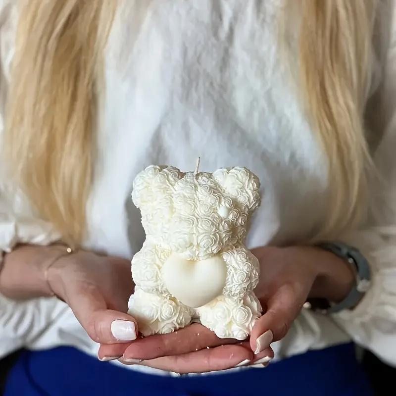 3D Bear Hug Love Silicone Candle Molds Cute Bear Pet Resin Mold for DIY Handmade Soap Home Decor Creative Gift Idea
