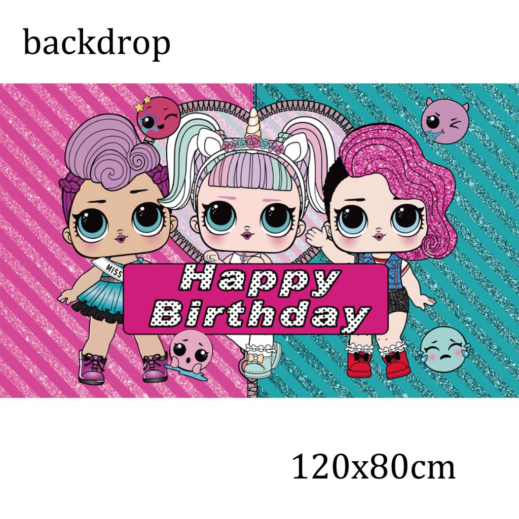Surprise Doll Birthday Theme Decorations Backdrop Baby Shower Suppl Lol Party Cake Topper Balloon Paper Banner Plates Cups for Round Sensory Durable