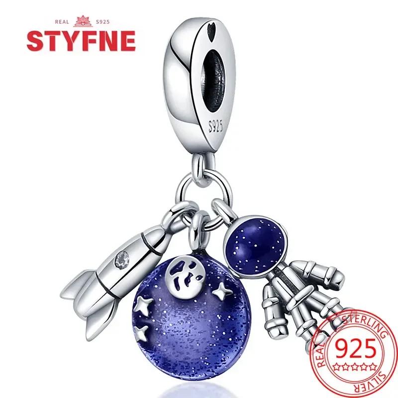 copper Astronaut Spaceship Space Collection Charm Bead Charms Bead Charms Compatible With Authentic Bracelets for Women Do It Yourself Jewellery Gift