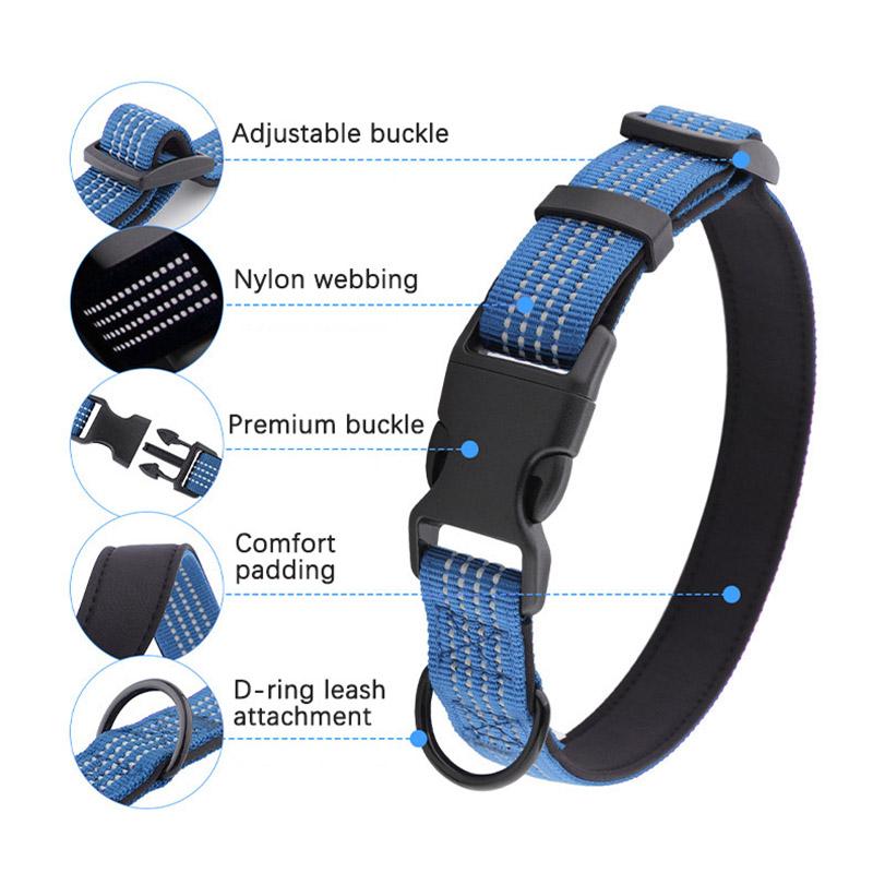 Reflective Widened Dog Collar for Medium Large Dogs Durable Lightweight Adjustable Soft Padded Pet Collars for Samoyed Labrador