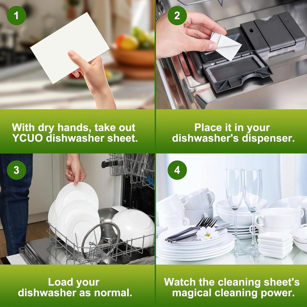 Dishwasher Tablets 100 Pack, Eco-Friendly Dishwasher Detergent, No Plastic  To Tablets