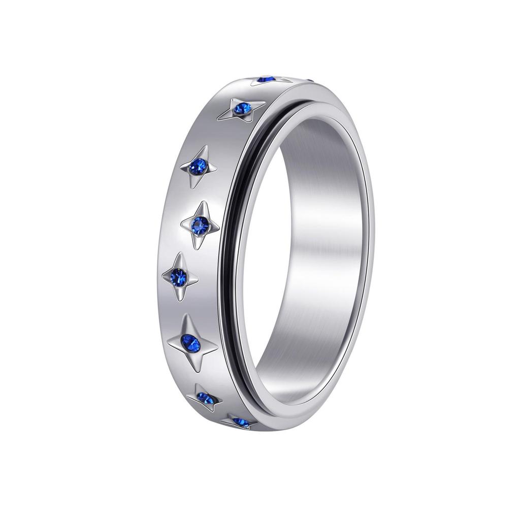 Sapphire Starry Sky Stainless Steel Couple Rings for Men & Women