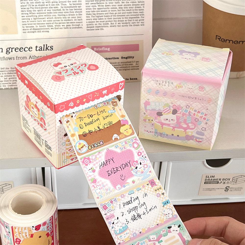 256 Pcs/box Cartoon Cute Pull Out Convenience Sticker For Puppies Tearable Adhesive Sticker Student Roll Sticker Message Sticker