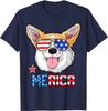 Corgi Merica 4th of July T Shirt Boys Girls Dog Puppy Casual T Shirts Daily Four Seasons Cotton Tees Vintage T Shirt Unisex