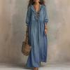 New Striped Ruffled High Waist V-Neck Loose Dress