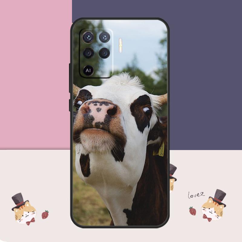 Funny Cow Face Case For OPPO A57S A54S A53S A96 A76 A5 A9 A15 A16 A17 A18 A78 A98 A54 A74 A94 A52 A72 A77