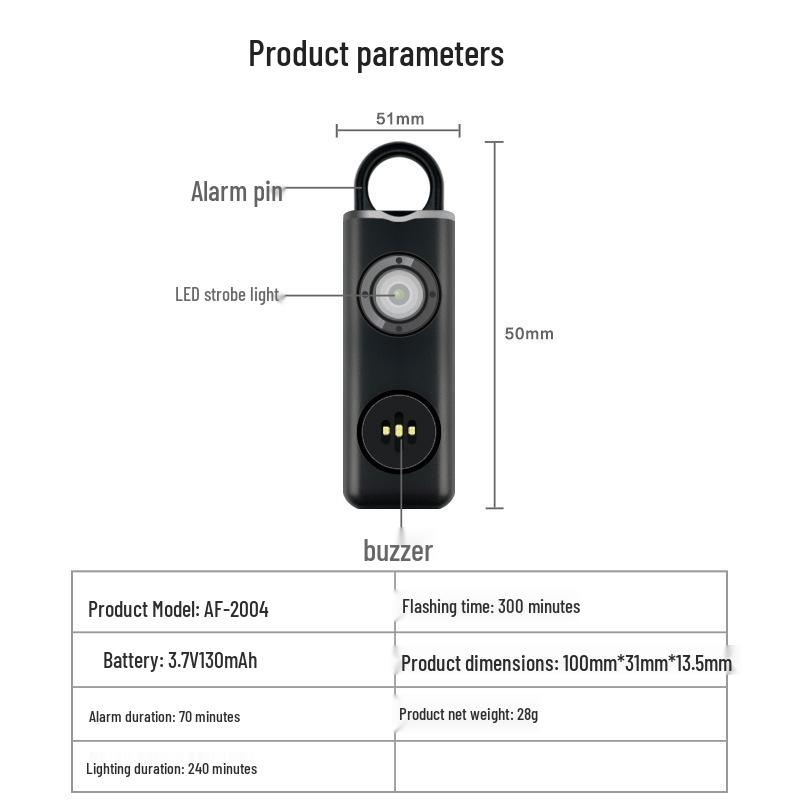 Uppladdningsbart Personlarm med Hög Decibel och Anpassningsbar Design för Självförsvar